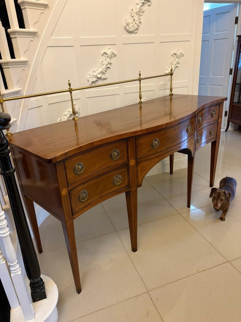 Antique Edwardian Figured Mahogany Serpentine Sideboard - Image 13